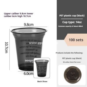 Black PET Cold Drink Cups with Lids – Disposable Commercial Use