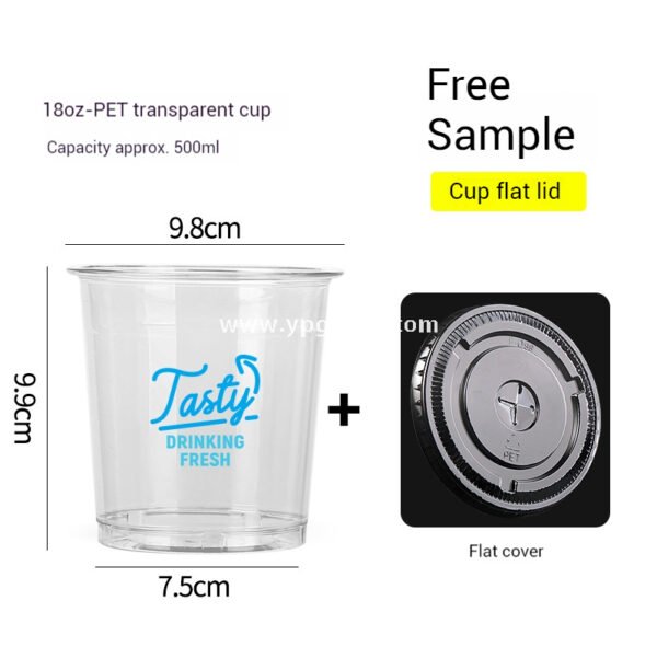 18oz 500ml PET Clear Cold Drink Cup with Custom White Paper Sleeve – 9.8x7.5x9.9cm