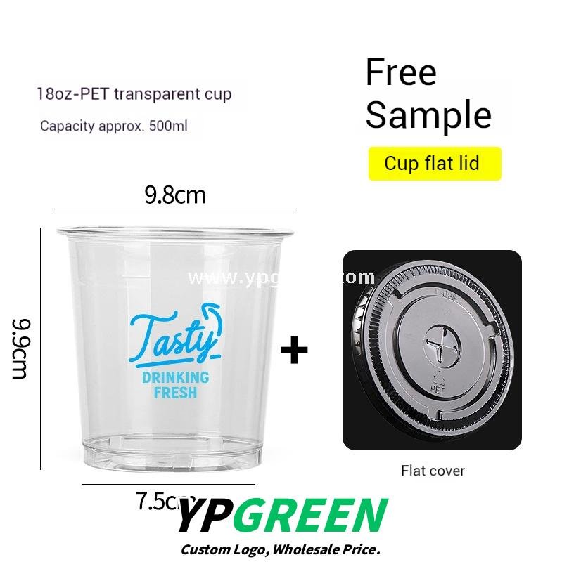 18oz 500ml PET Clear Cold Drink Cup with Custom White Paper Sleeve – 9.8x7.5x9.9cm