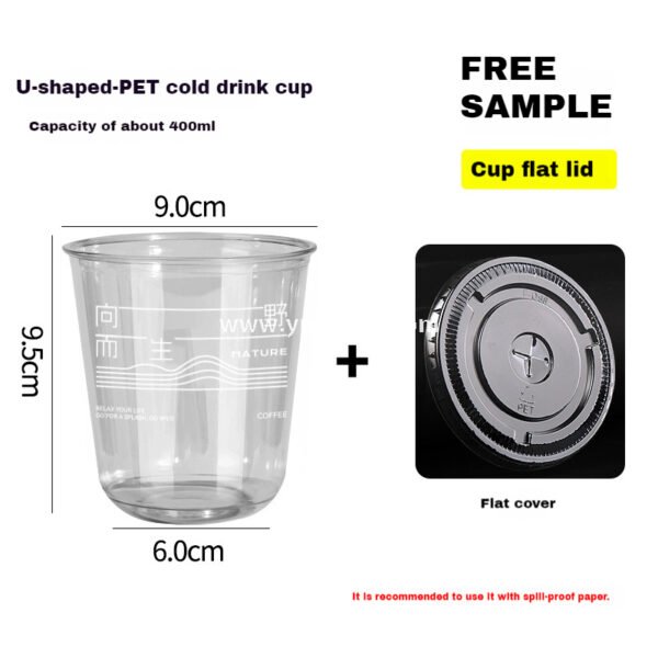 400ml U-Shaped PET Coffee Cup with Honeycomb Sleeve – 9x6x9.5cm Clear Cold Drink To-Go