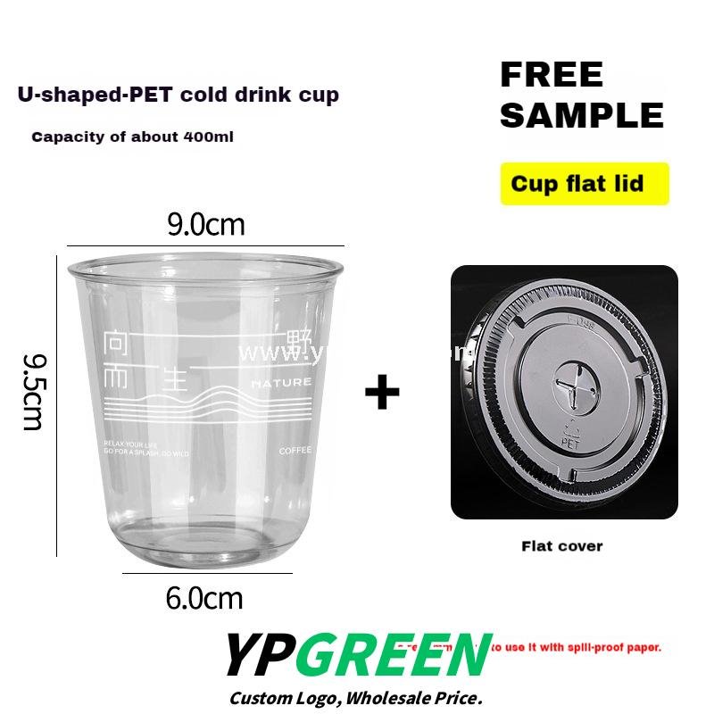 400ml U-Shaped PET Coffee Cup with Honeycomb Sleeve – 9x6x9.5cm Clear Cold Drink To-Go