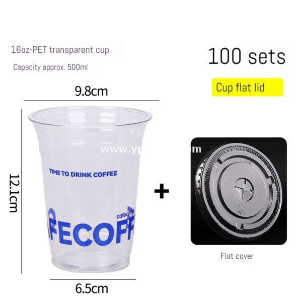 16oz Blue PET Cold Drink Cups with Lids – 500ml Disposable Iced Beverage Cups
