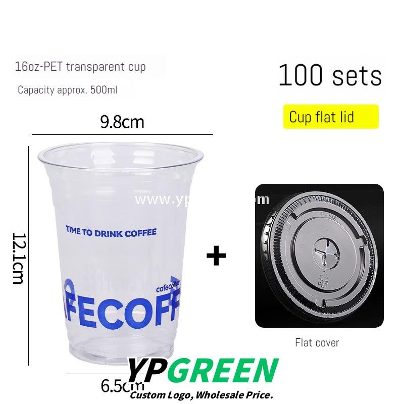 16oz Blue PET Cold Drink Cups with Lids – 500ml Disposable Iced Beverage Cups