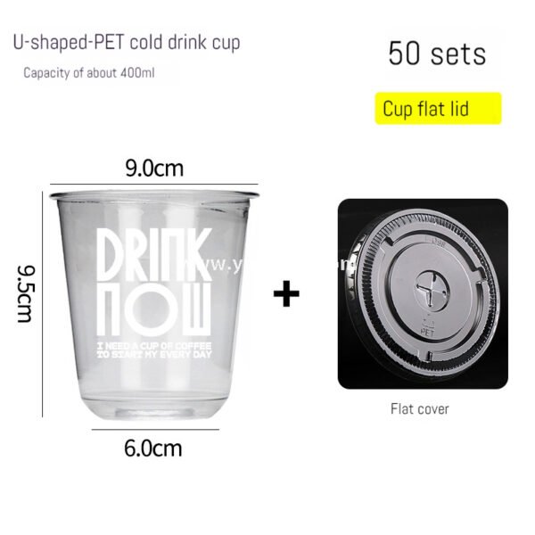 400ml Custom Logo U-Shaped Plastic Cups with 3 Different Lids – 9x6x9.5cm Disposable Cold Drink Packaging