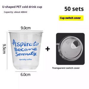 400ml cold drink U-shaped coffee cup + transparent switch cover – 9x6x9.5cm Iced Coffee & Smoothie To-Go