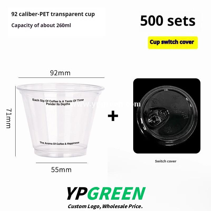 260ml Clear PET Coffee Cups – 9.2x5.5x7.1cm Disposable Cups for Iced Latte & Dirty Coffee