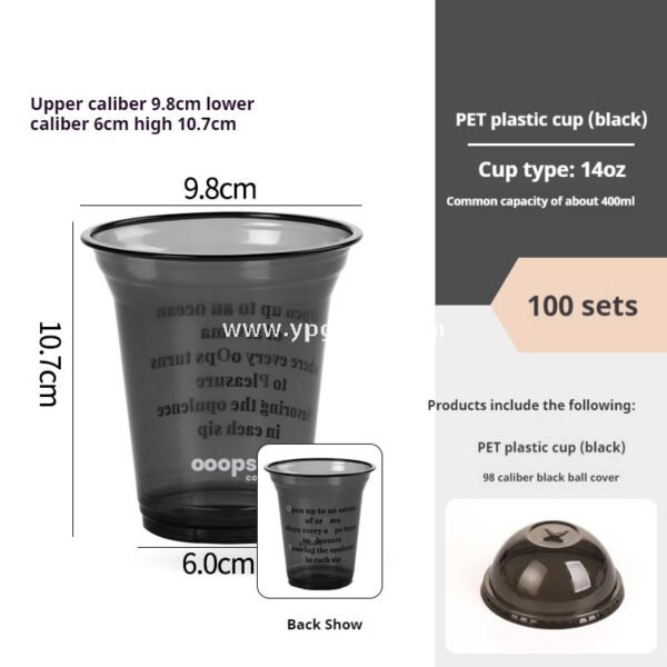 Black PET Cold Drink Cups with Lids – Disposable Commercial Use