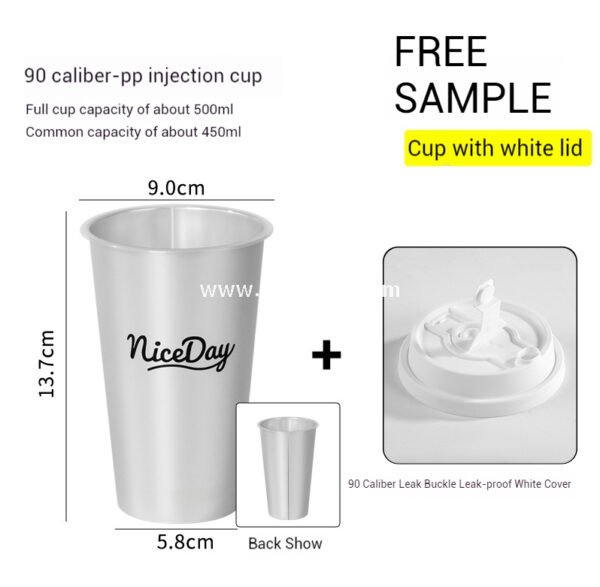 500ml Silver-Lined PP Injection Coffee Cup – 90x58x137mm Hot & Cold Use, Food Grade