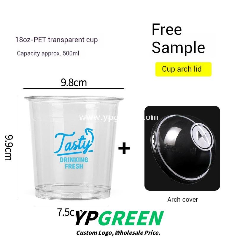 18oz 500ml PET Clear Cold Drink Cup with Custom White Paper Sleeve – 9.8x7.5x9.9cm