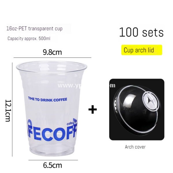 16oz Blue PET Cold Drink Cups with Lids – 500ml Disposable Iced Beverage Cups