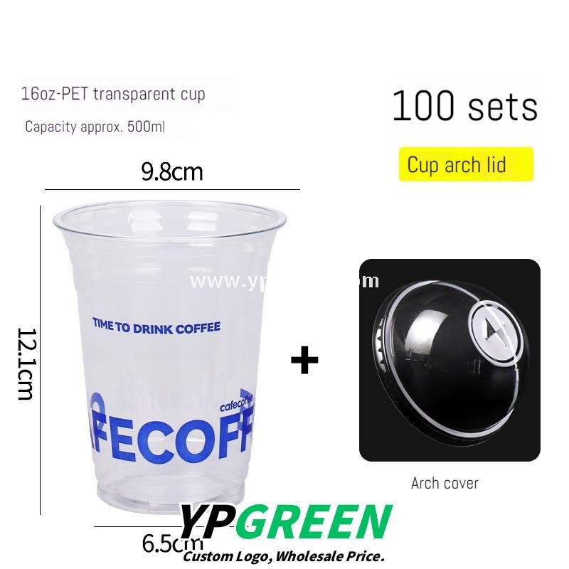 16oz Blue PET Cold Drink Cups with Lids – 500ml Disposable Iced Beverage Cups