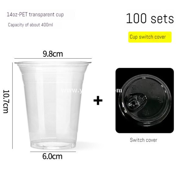 400ml PET Cold Drink Cups with Mini Liquor Bottle Lids 9.8x6x10.7 cm – 14oz Disposable Coffee Cups