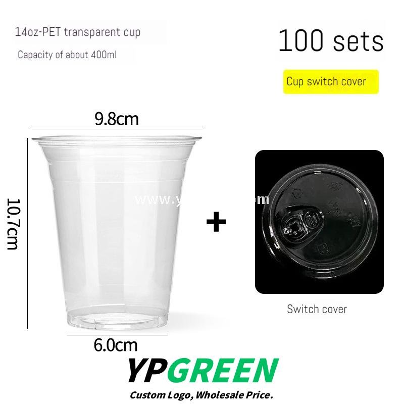 400ml PET Cold Drink Cups with Mini Liquor Bottle Lids 9.8x6x10.7 cm – 14oz Disposable Coffee Cups