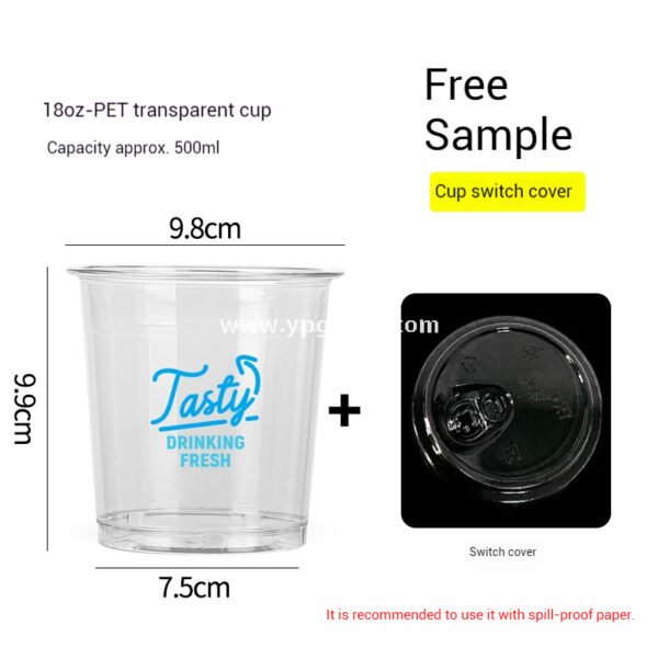 18oz 500ml PET Clear Cold Drink Cup with Custom White Paper Sleeve – 9.8x7.5x9.9cm