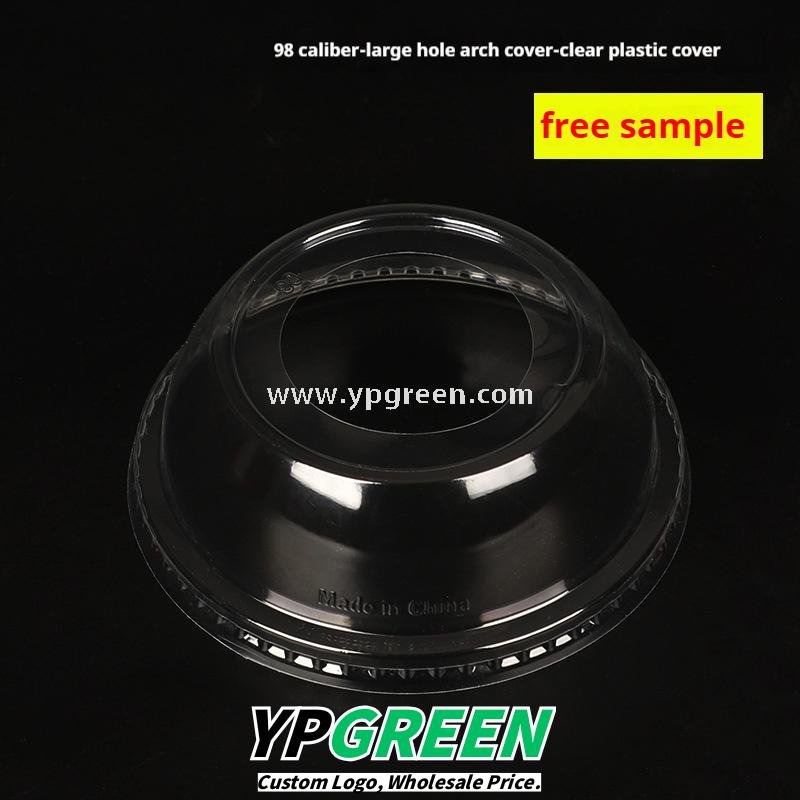 500ml Ice Cream & Milk Tea Cup 9.8x6.5x12.1cm – 16oz Disposable Cup with Leaf Print & Flat, Dome, Flip Lid