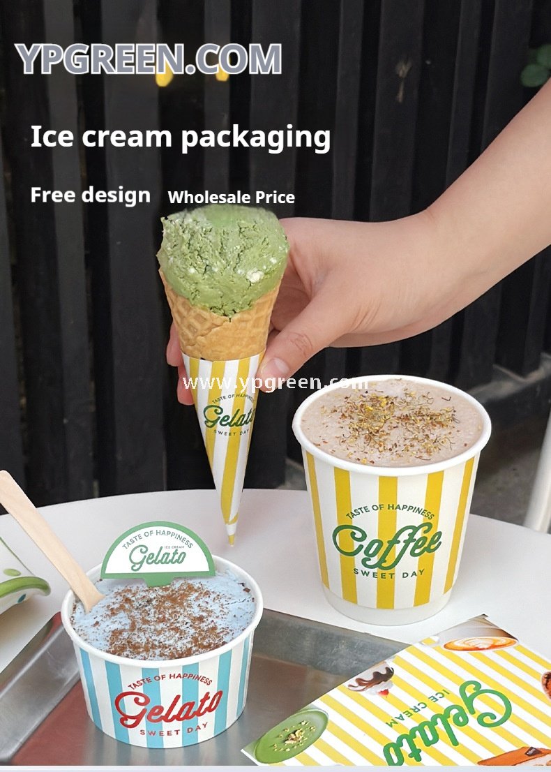 2 oz 95ml ice cream paper bowl – 7.5x6.2x4.2cm Gelato & Yogurt To-Go Bowls