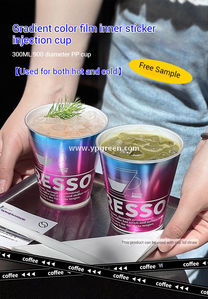 9x5.5x9.3cm Food-Safe Gradient PP Cup – 300ml Inner Film Lined Injection Drink Cup