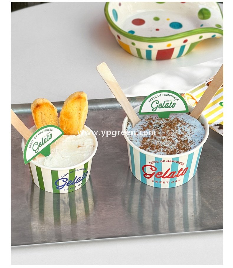2 oz 95ml ice cream paper bowl – 7.5x6.2x4.2cm Gelato & Yogurt To-Go Bowls