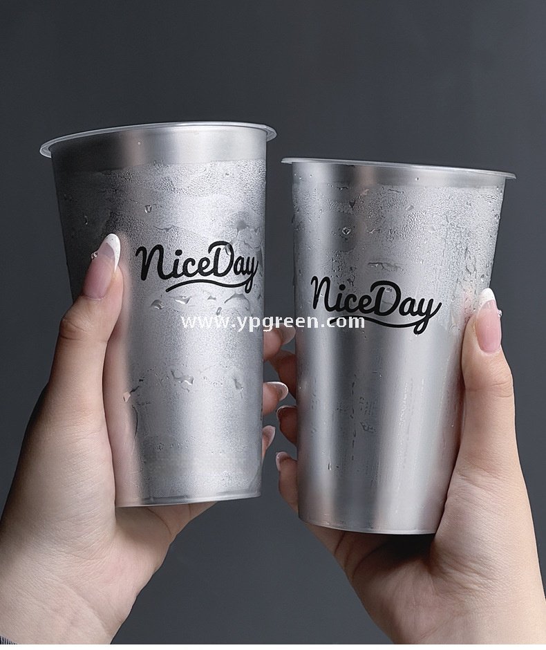 500ml Silver-Lined PP Injection Coffee Cup – 90x58x137mm Hot & Cold Use, Food Grade