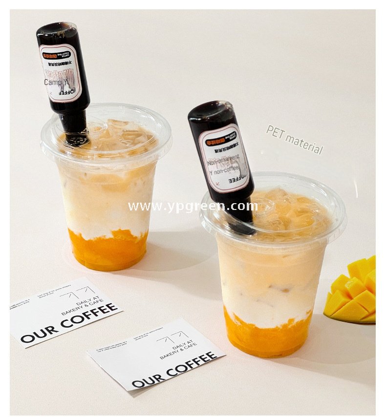 400ml PET Cold Drink Cups with Mini Liquor Bottle Lids 9.8x6x10.7 cm – 14oz Disposable Coffee Cups