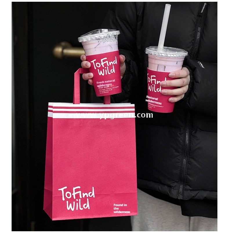 500ml Disposable Milk Tea Cups with Pink Wraps – 16oz 9.8x6.5x12.1cm Iced Drink Cup