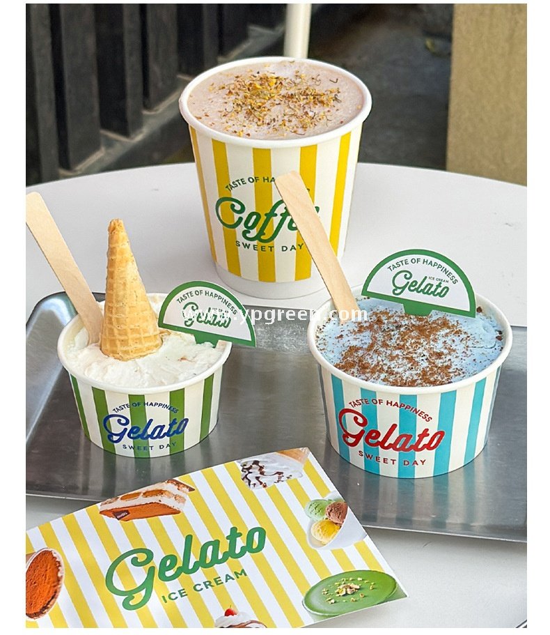 2 oz 95ml ice cream paper bowl – 7.5x6.2x4.2cm Gelato & Yogurt To-Go Bowls