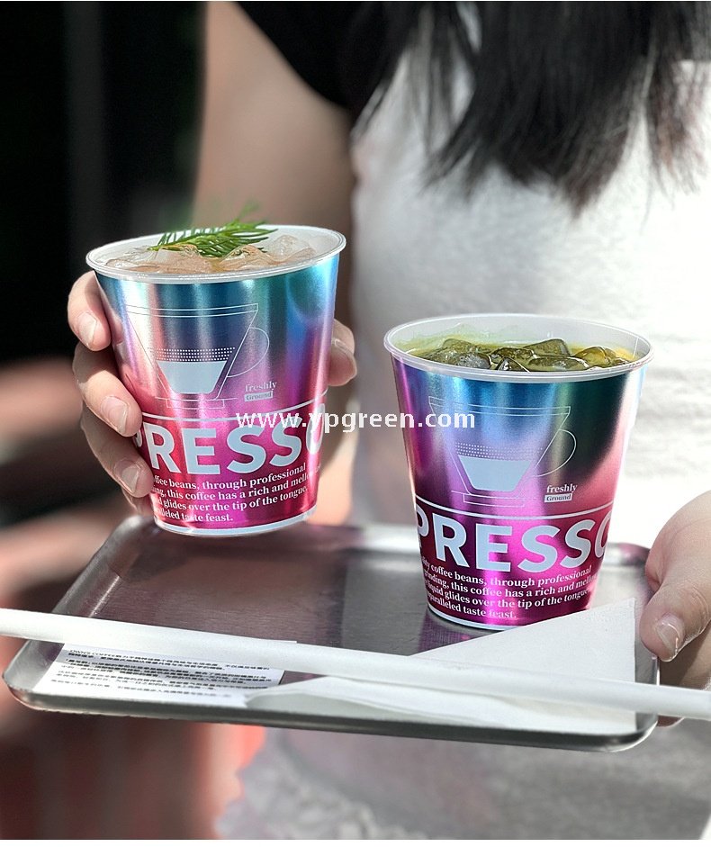 9x5.5x9.3cm Food-Safe Gradient PP Cup – 300ml Inner Film Lined Injection Drink Cup