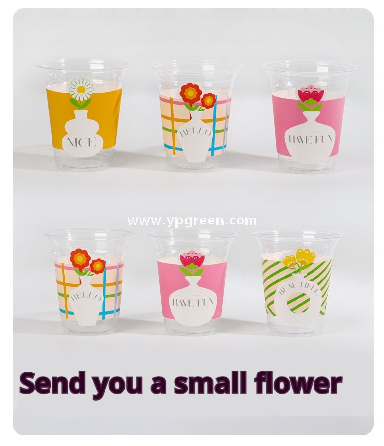 12oz / 14oz Floral Coffee Cup with Sleeve – Tulip, Sunflower & Daisy Designs