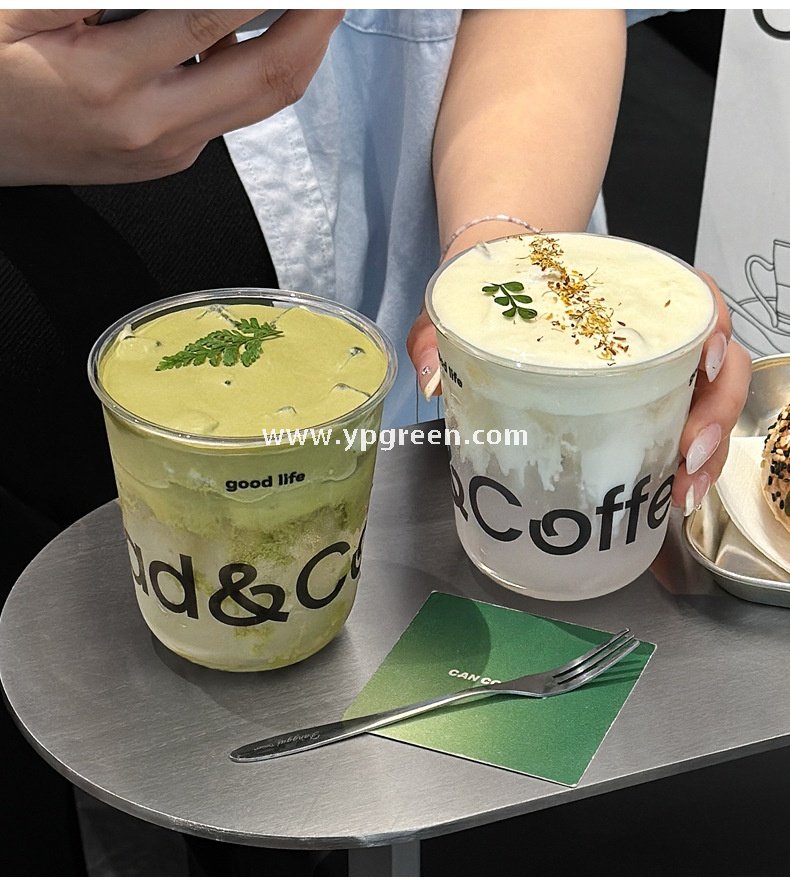 400ml PET U-Shaped Cold Drink Cups with Lid – 9x6x9.5cm Disposable Coffee Cup