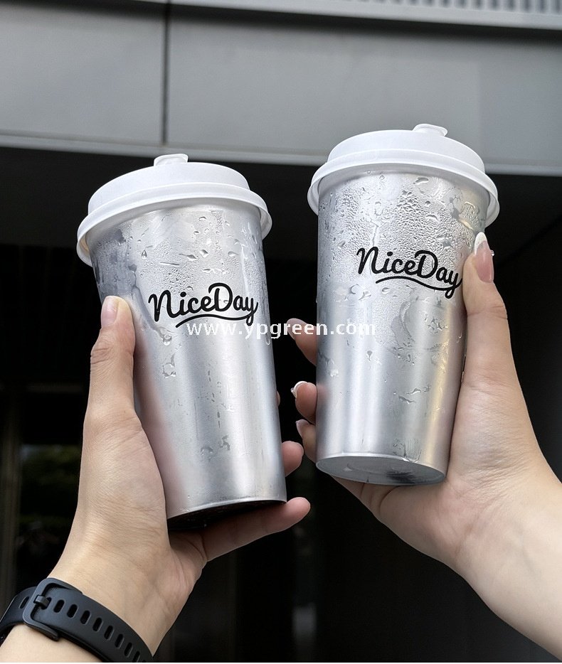500ml Silver-Lined PP Injection Coffee Cup – 90x58x137mm Hot & Cold Use, Food Grade