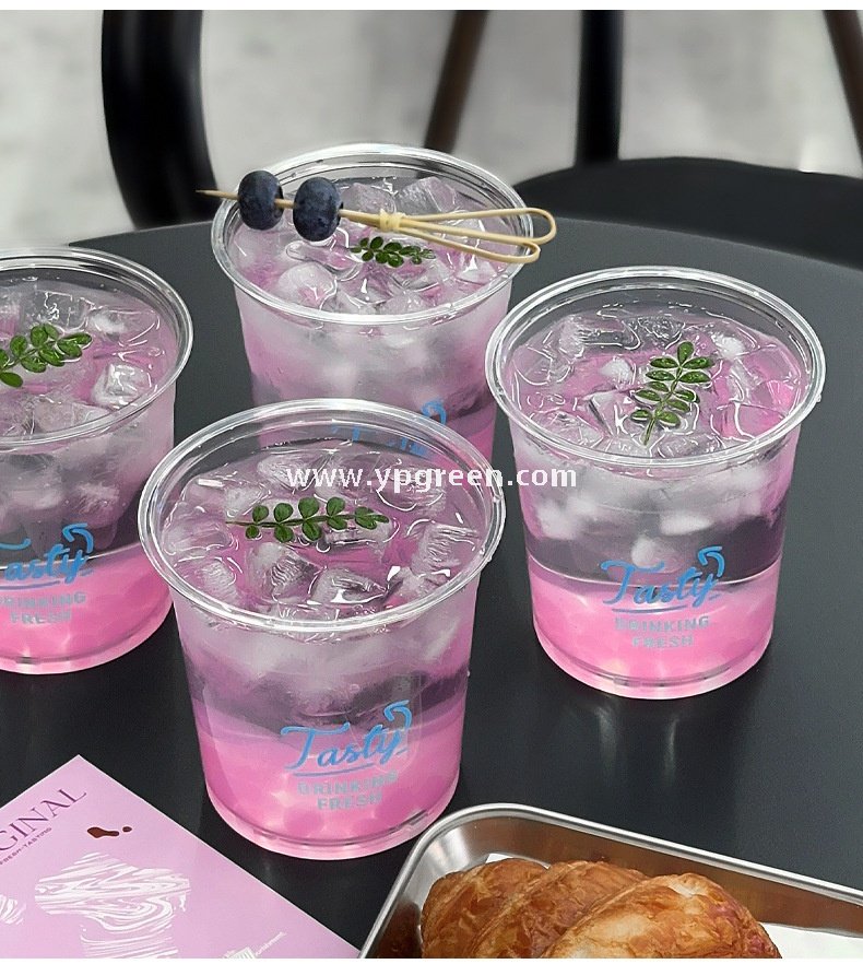 18oz 500ml PET Clear Cold Drink Cup with Custom White Paper Sleeve – 9.8x7.5x9.9cm