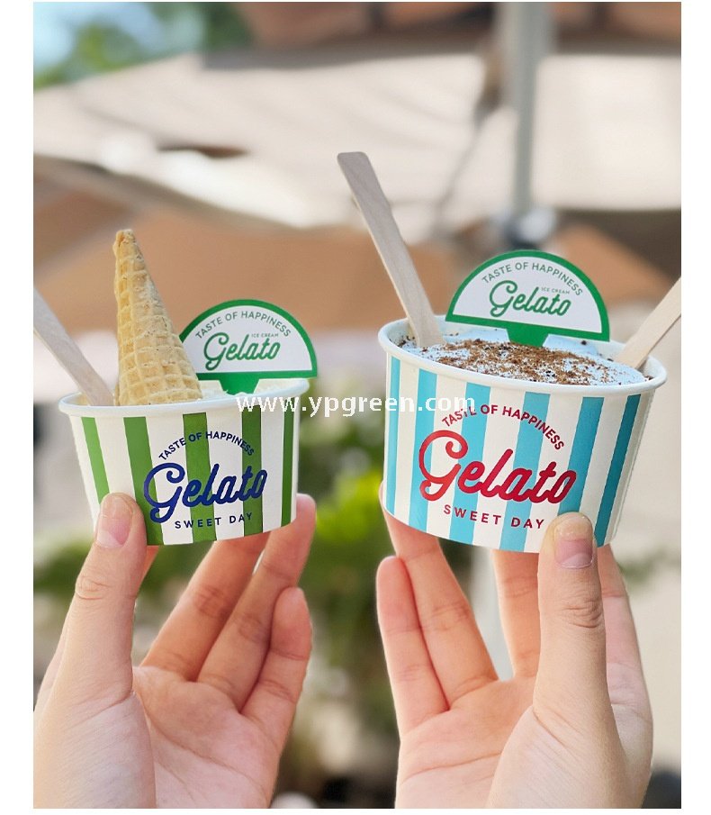 2 oz 95ml ice cream paper bowl – 7.5x6.2x4.2cm Gelato & Yogurt To-Go Bowls