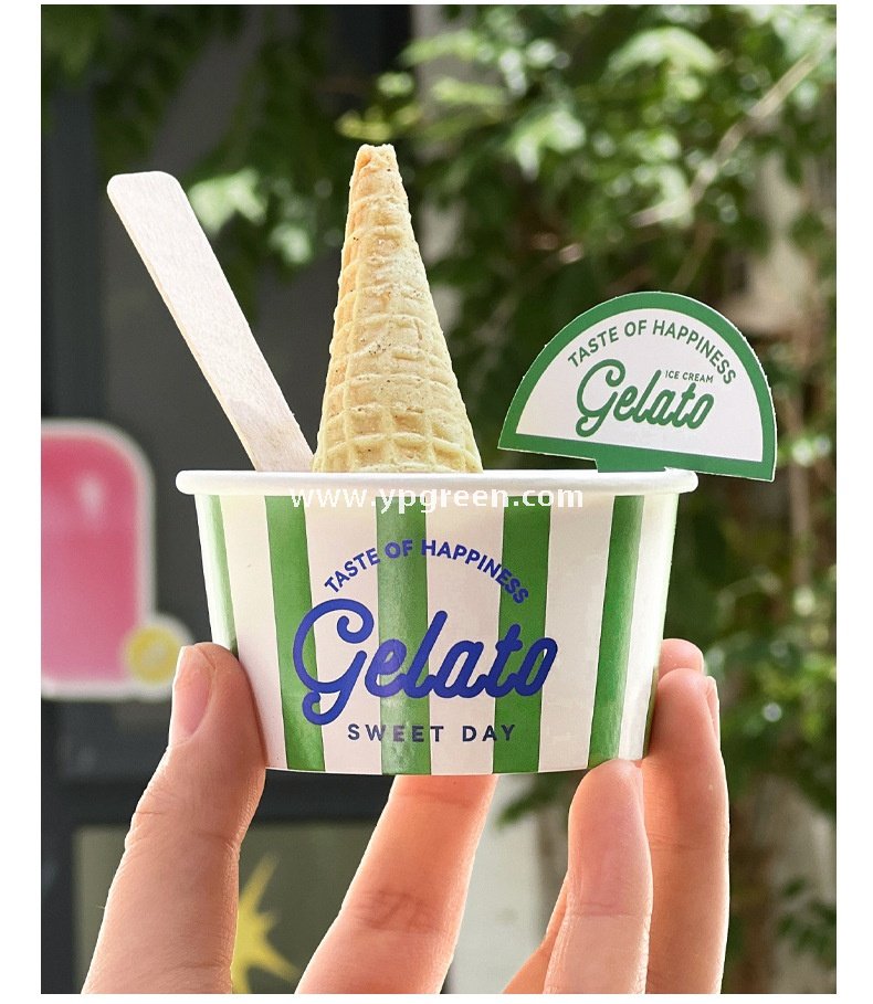 2 oz 95ml ice cream paper bowl – 7.5x6.2x4.2cm Gelato & Yogurt To-Go Bowls