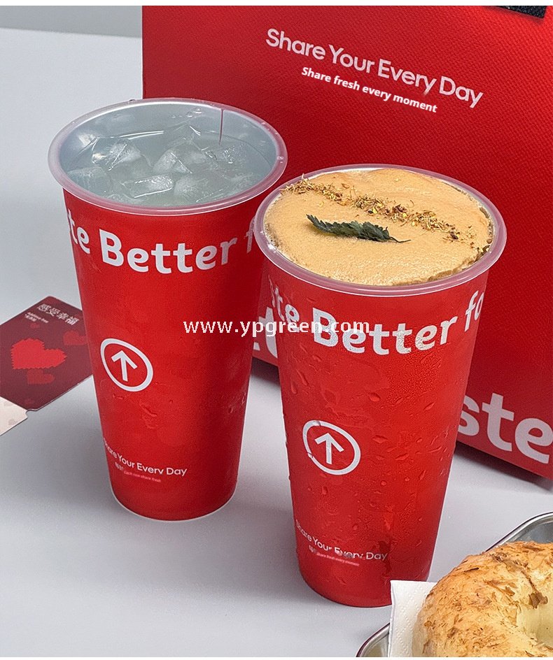 9x4.8x15.7cm Red Matte PP Cups with Lock & Lock leak-proof lid – 500ml Plastic Cups with Inner Foil
