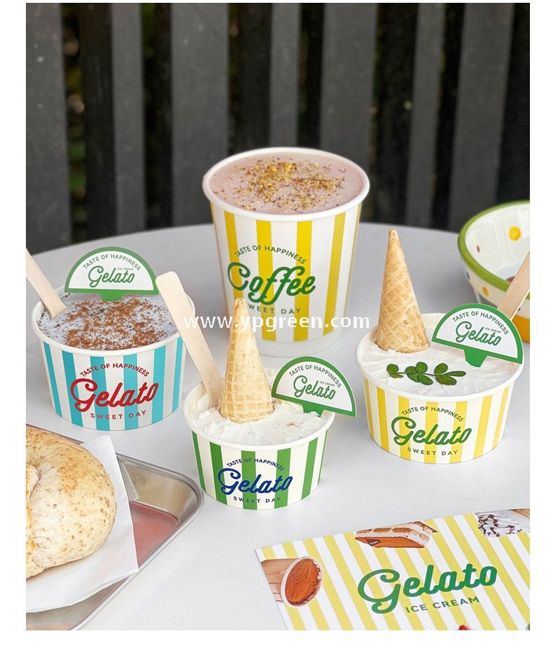 2 oz 95ml ice cream paper bowl – 7.5x6.2x4.2cm Gelato & Yogurt To-Go Bowls