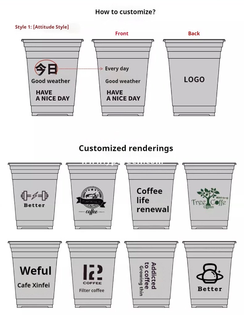 400ml PET black plastic coffee cup 14oz + switch lid – 9.8x6x10.7cm Wholesale Cold Beverage Disposable Drinkware