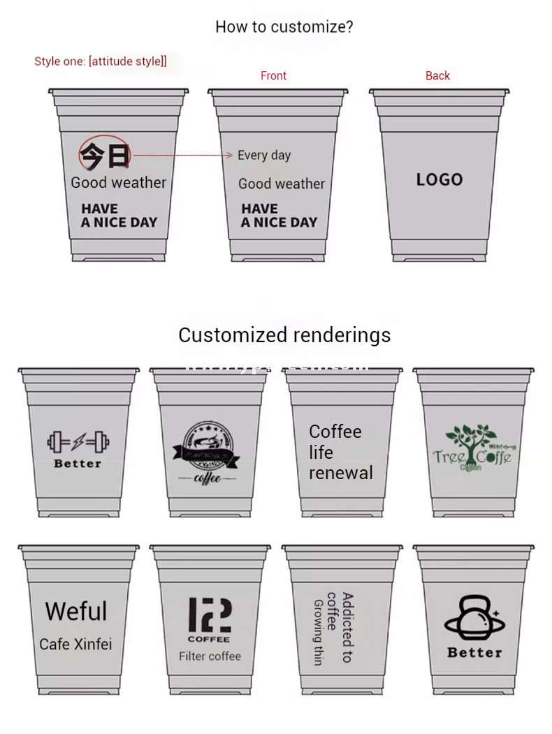400ml PET U-Shaped Cold Drink Cups with Lid – 9x6x9.5cm Disposable Coffee Cup