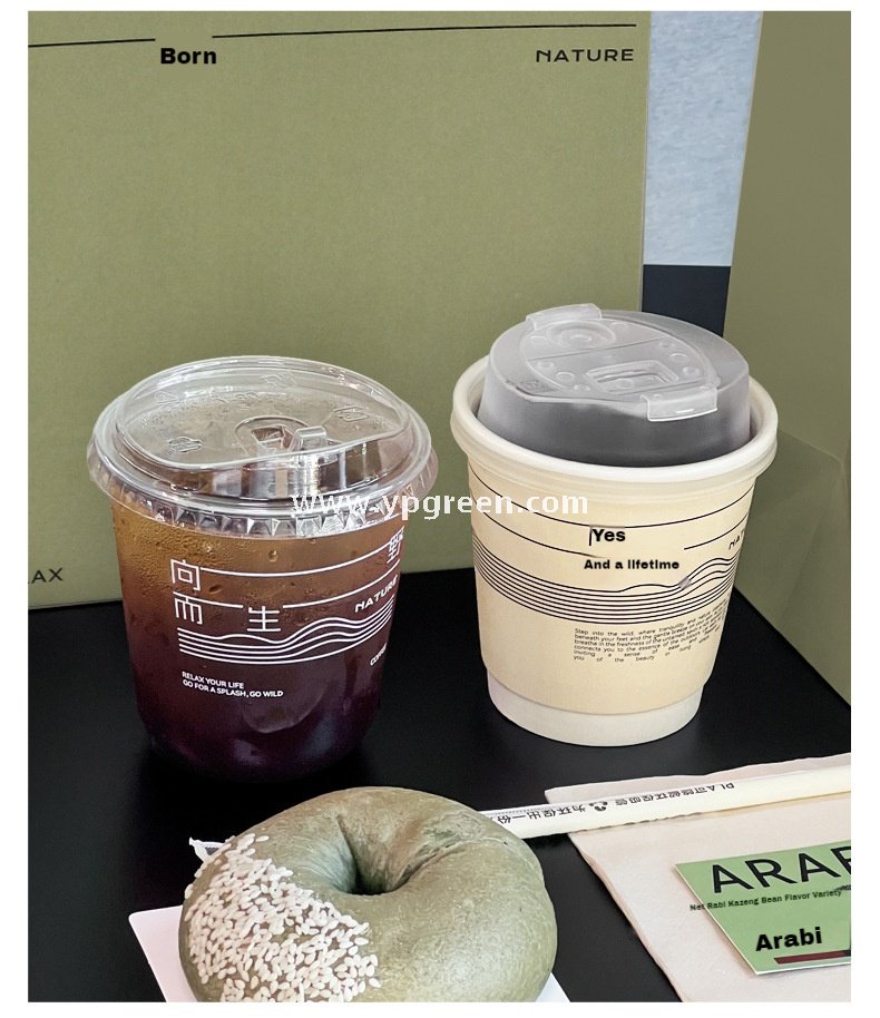 400ml U-Shaped PET Coffee Cup with Honeycomb Sleeve – 9x6x9.5cm Clear Cold Drink To-Go