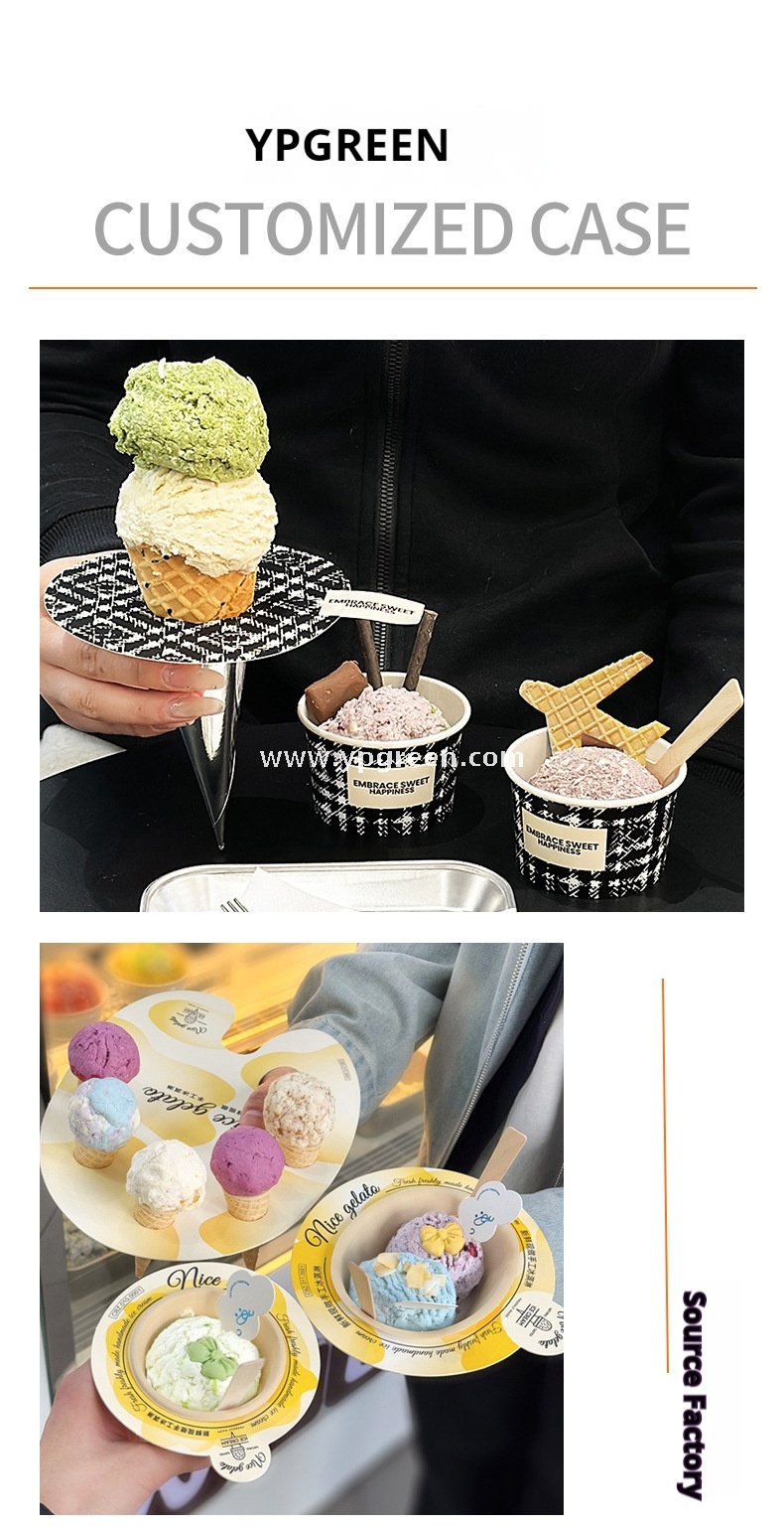 2 oz 95ml ice cream paper bowl – 7.5x6.2x4.2cm Gelato & Yogurt To-Go Bowls