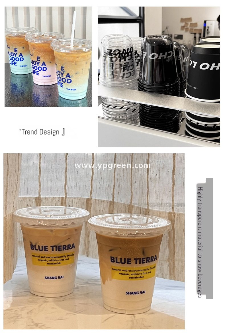 400ml PET transparent plastic cup 14oz + direct drinking lid – 9.8x6x10.7 cm Cold Beverage Takeaway Solution