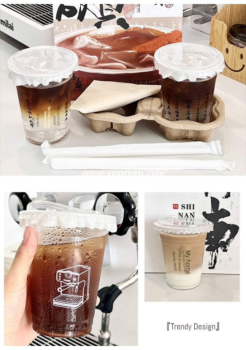 400ml PET transparent plastic cup 14oz + direct drinking lid – 9.8x6x10.7 cm Cold Beverage Takeaway Solution