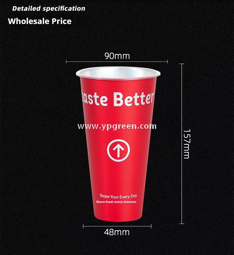 9x4.8x15.7cm Red Matte PP Cups with Lock & Lock leak-proof lid – 500ml Plastic Cups with Inner Foil