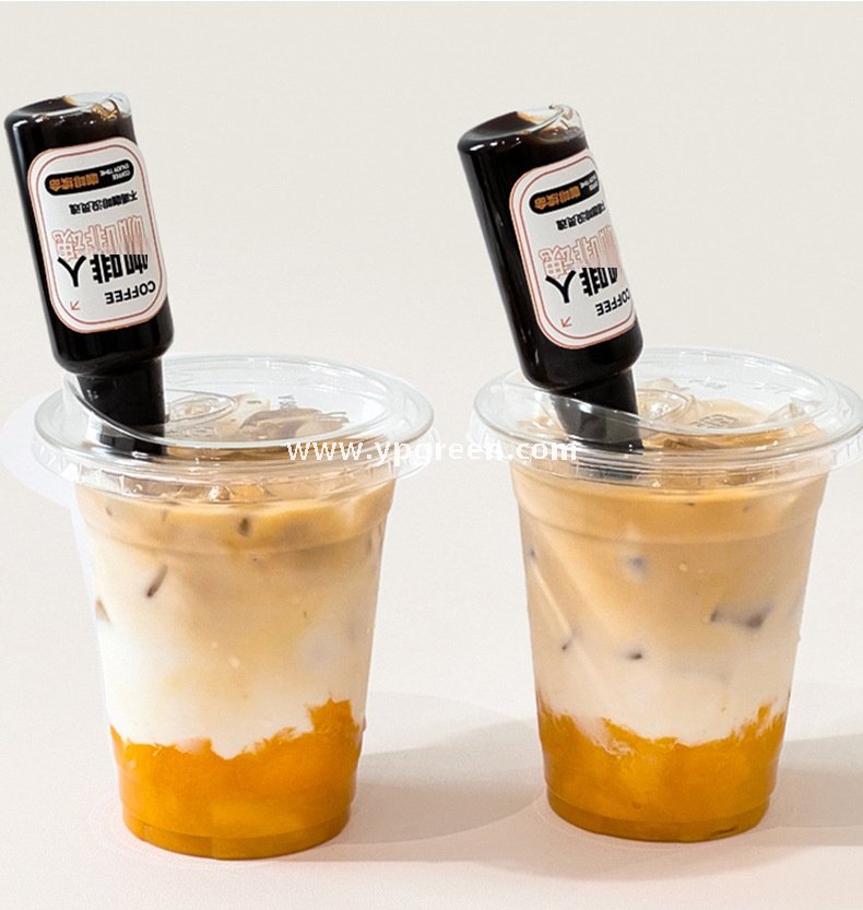 400ml PET Cold Drink Cups with Mini Liquor Bottle Lids 9.8x6x10.7 cm – 14oz Disposable Coffee Cups