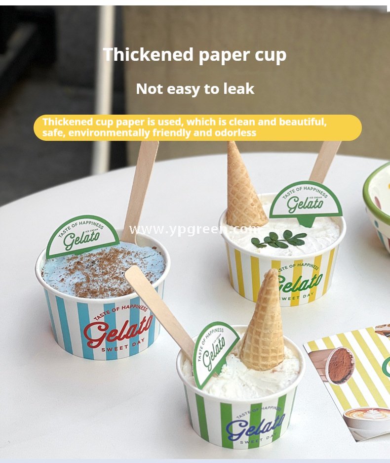 2 oz 95ml ice cream paper bowl – 7.5x6.2x4.2cm Gelato & Yogurt To-Go Bowls