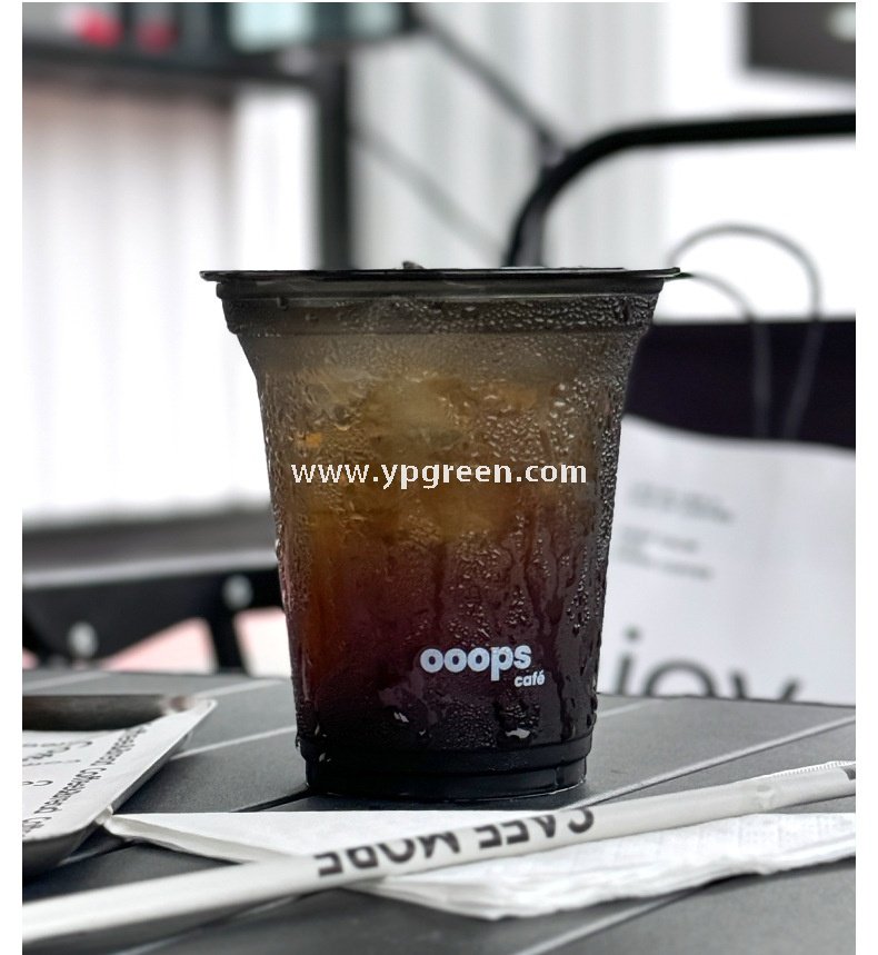 400ml PET black plastic coffee cup 14oz + switch lid – 9.8x6x10.7cm Wholesale Cold Beverage Disposable Drinkware