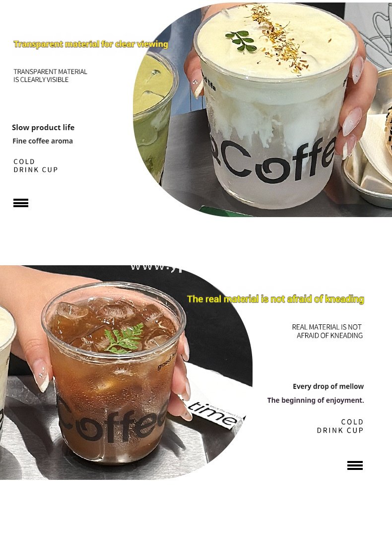 400ml PET U-Shaped Cold Drink Cups with Lid – 9x6x9.5cm Disposable Coffee Cup