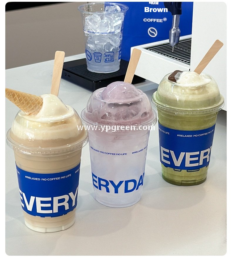 500ml Cold Drink Cup with Sleeve & Lid 9.8x6.5x12.1cm – 16oz Disposable PET Cup