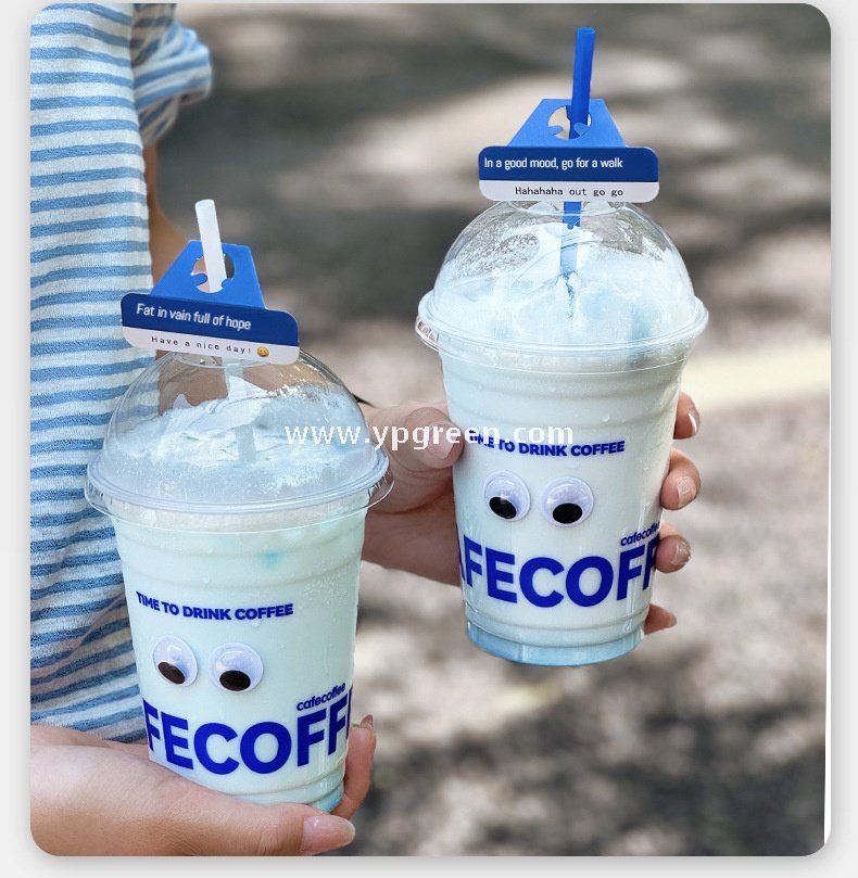 16oz Blue PET Cold Drink Cups with Lids – 500ml Disposable Iced Beverage Cups