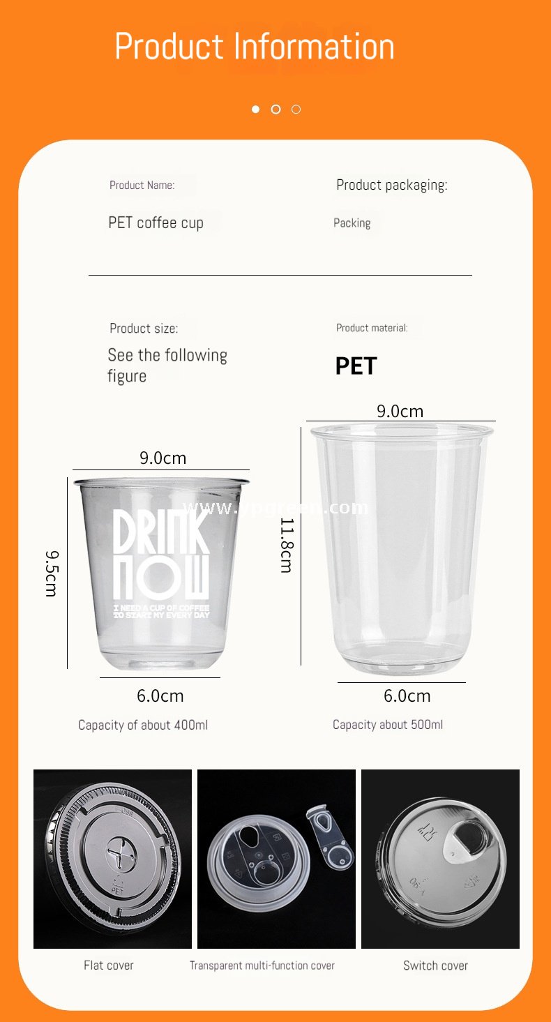 400ml Custom Logo U-Shaped Plastic Cups with 3 Different Lids – 9x6x9.5cm Disposable Cold Drink Packaging