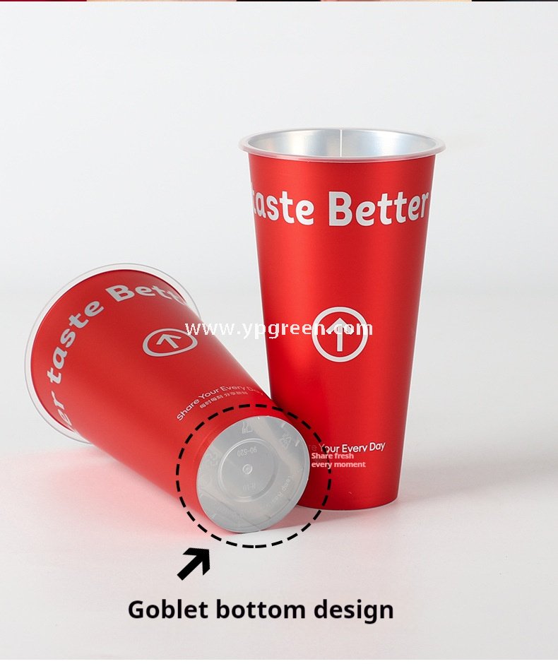 9x4.8x15.7cm Red Matte PP Cups with Lock & Lock leak-proof lid – 500ml Plastic Cups with Inner Foil